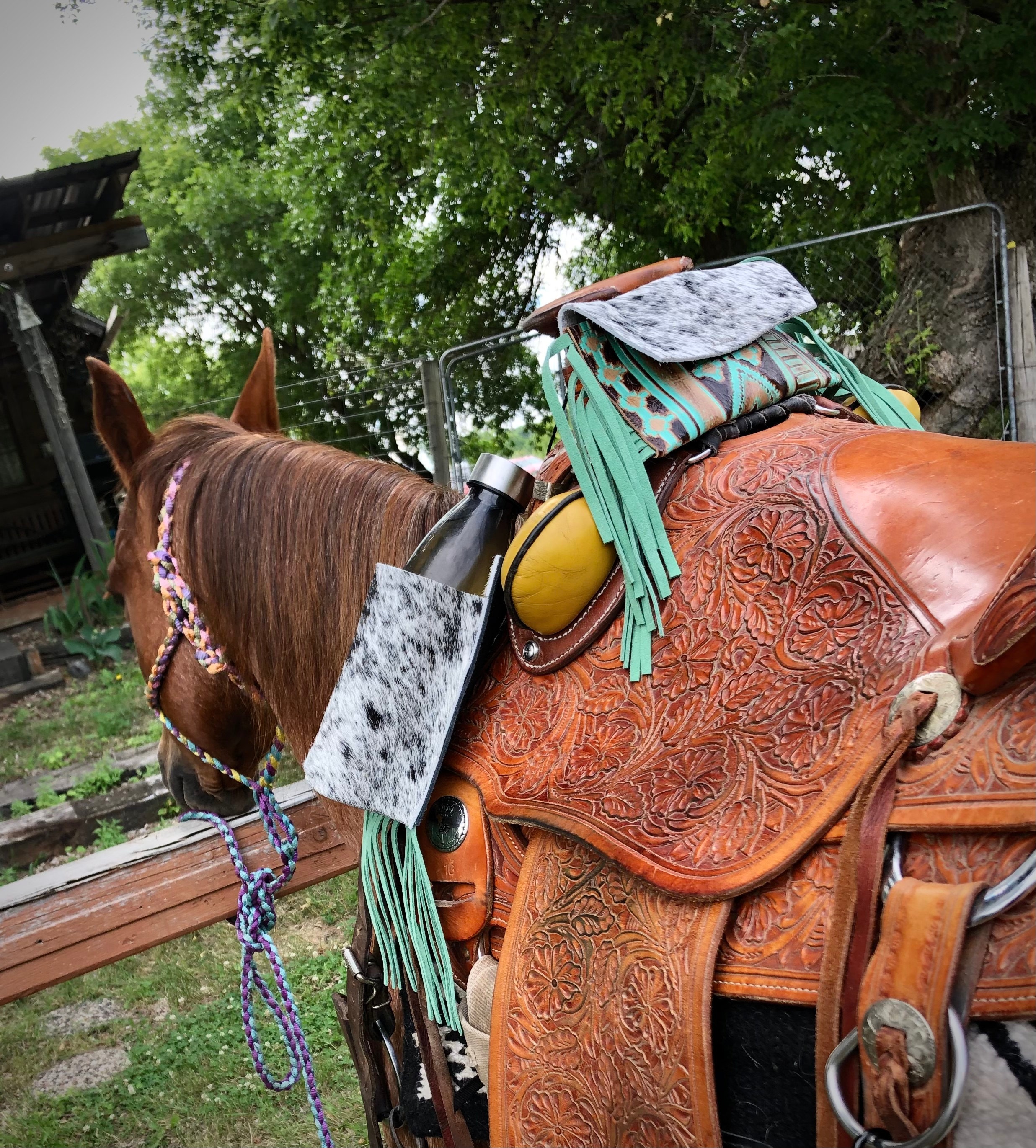 Leather Saddle phone holder Saddle sack Pommel bag phone pouch Western phone case
