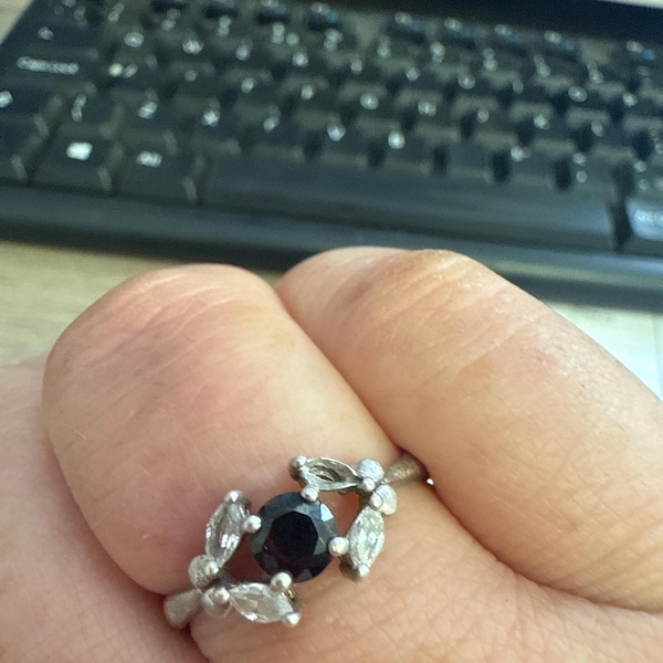 Silver Hammered Oval Ring main image 1