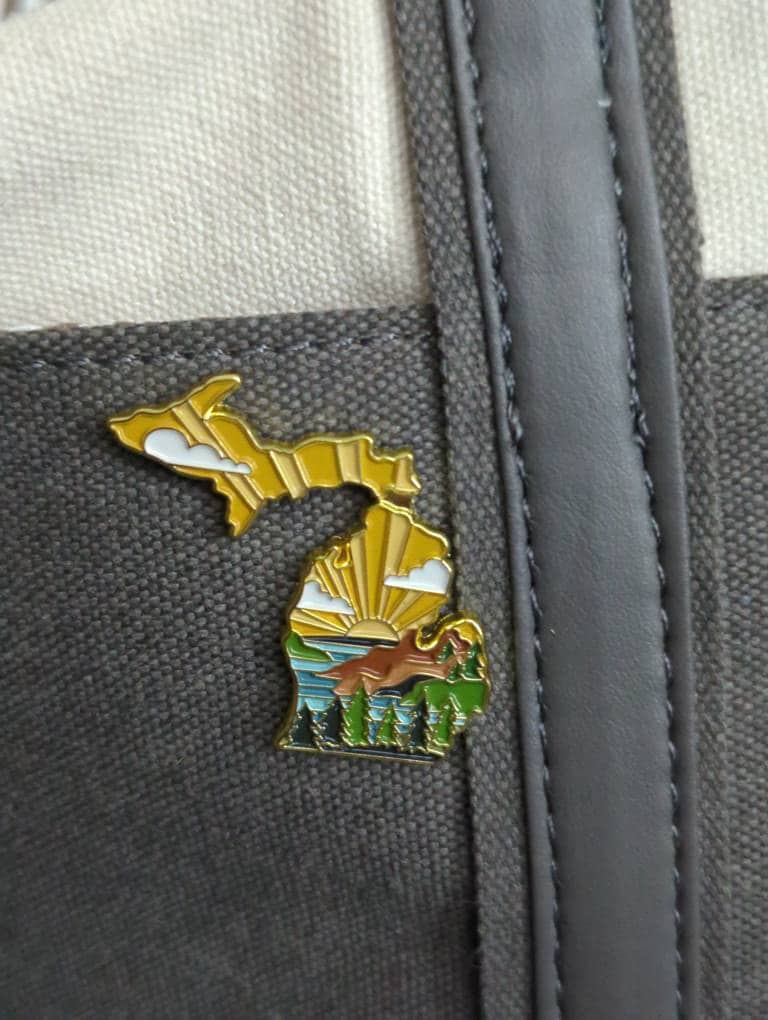 Michigan Enamel Pin | Gold Soft Enamel Pin | Illustrated United State Pin | Butterfly Clasp | 1.25&quot;