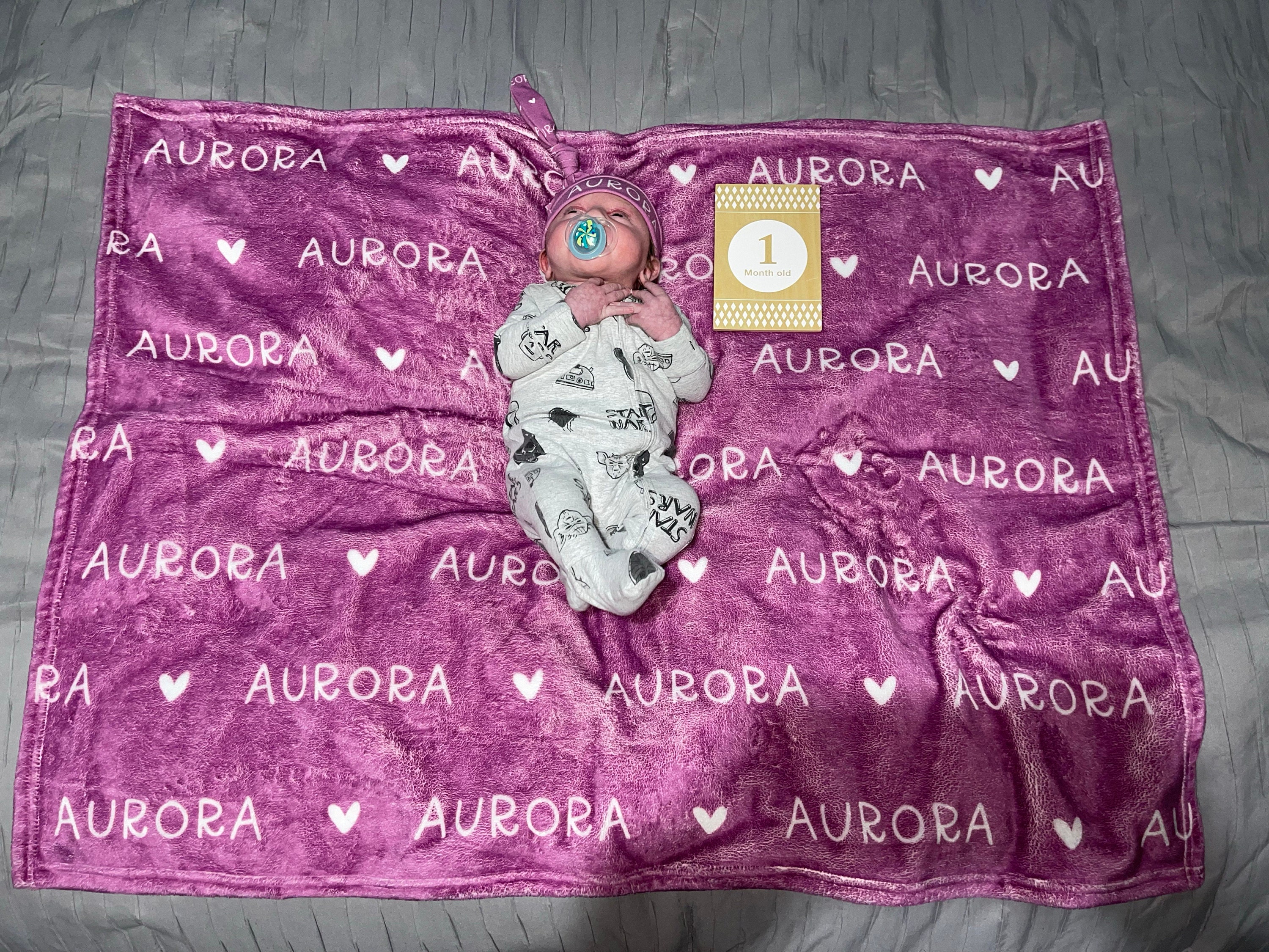 Plush Minky Blanket Set with Hat/Bow, Personalized Name Blanket with Hat, Personalized Jersey Hat, Customized Name Bow