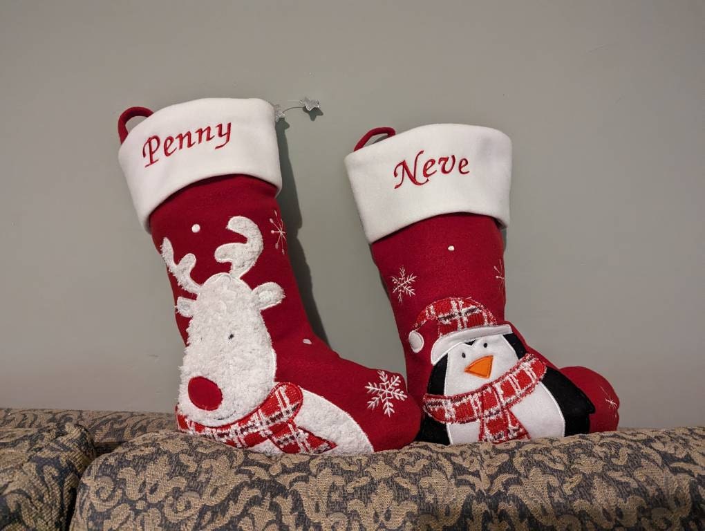 Luxury Deluxe Personalised Embroidered Christmas Fluffy Santa / Snowman / Penguin / Reindeer