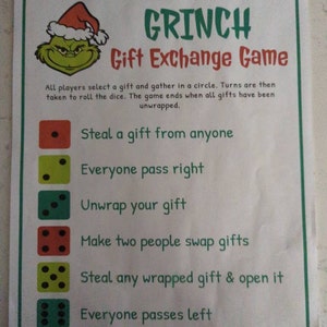 Christmas Gift Exchange Dice Game | Gift Swap Game | Printable Christmas Game | Christmas Party Game