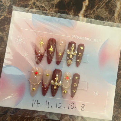 Ombre Red Hand Painted Nails /y2k Nails /custom Press on Nails/ Handmade Press on Nails/faux