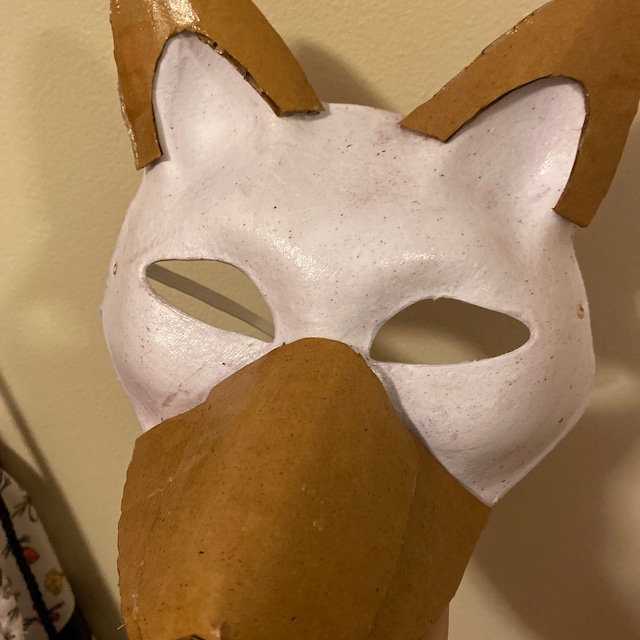 Two Blank/plain Paper Mache Cat/fox Masks With Mesh. Now Includes Mesh for  Eyes Works Well for Making Your Own Therian Masks 