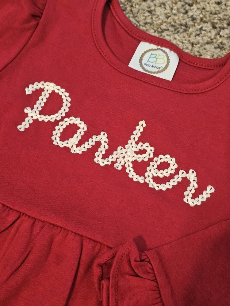 Customer project using Extra Bold Chain Stitch Handwritten Font Cookie embroidery design