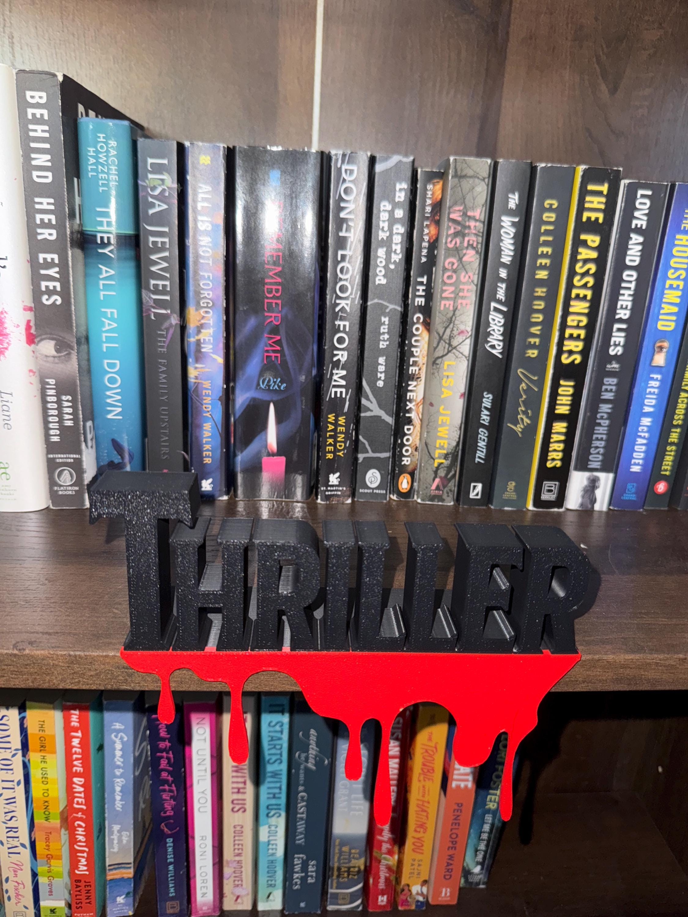 BookShelf Sign Thriller Library Book Lover Gift Custom Colors Book Club Decor 3d Printed