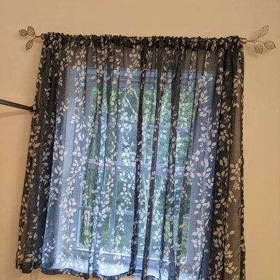 White Leaf Pattern Sheer Voile Curtain
