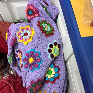 ワンダフルワールド　紅葉モチーフ透かし編みカーディガン　パープル ワンダフルワールド 紅葉モチーフ透かし編みカーディガン パープル 新