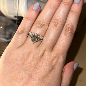 Buy Sea Vintage Green Moss Agate Ring Set Sterling Silver Gold