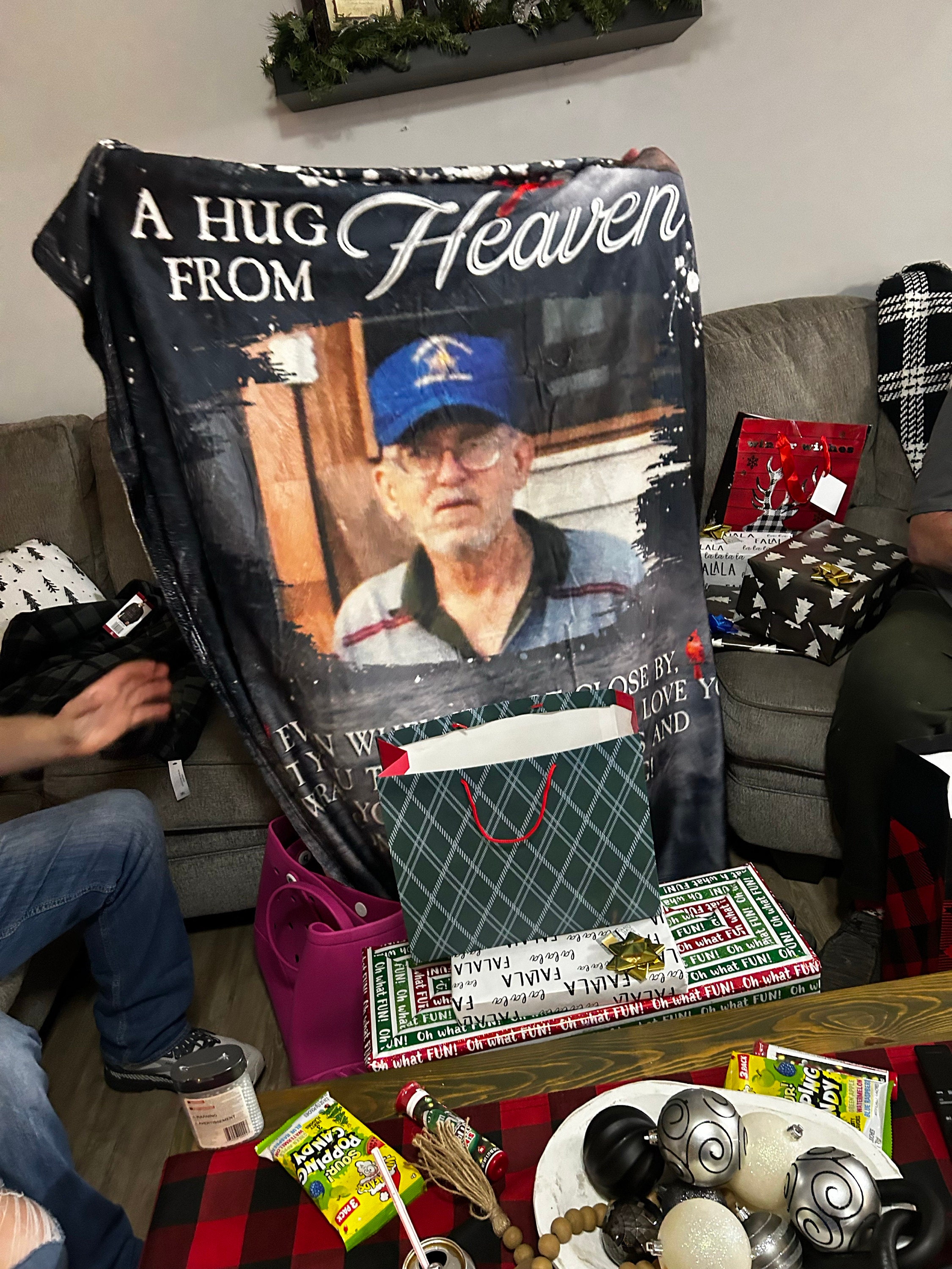 A Hug From Heaven Memorial Blanket | Personalized Remembrance Gift | Blanket With a Photo