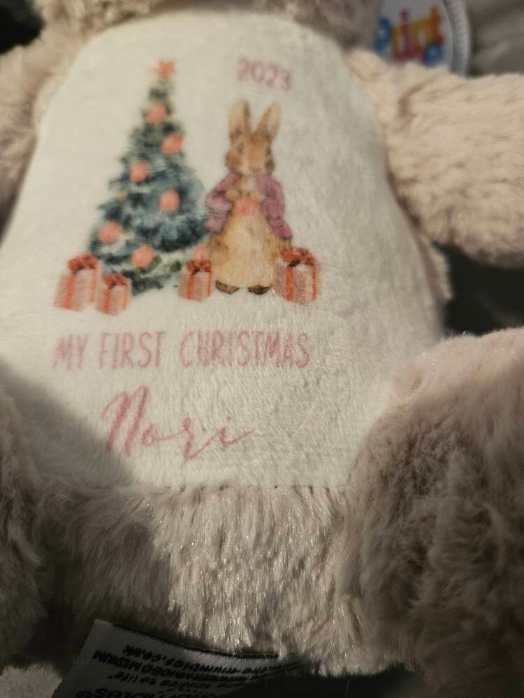 Personalised Small Rudolf Reindeer Christmas Teddy Bear Plushie Baby&#39;s First 1st Xmas Children&#39;s Kids Name Gift Present Keepsake