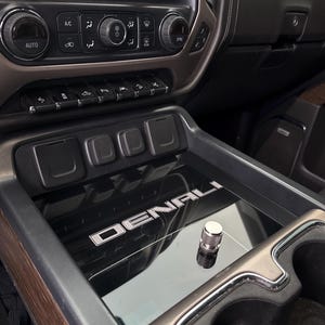 2014-2019 Chevy Silverado 1500 2500HD 3500HD LTZ LT LS Z71 Replacement Leather Center Console Lid Cover, Gray 50/50