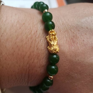 Pixiu Bracelet/24k Pure Gold Pixiu/jade Bracelet/taiwan Jade Pixiu Bracelet/24k Pure Gold Pixiu/jade Bracelet/taiwan Jade