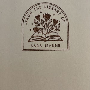Floral Monogram Lettered Library Book Stamp – Style #867 – Fall
