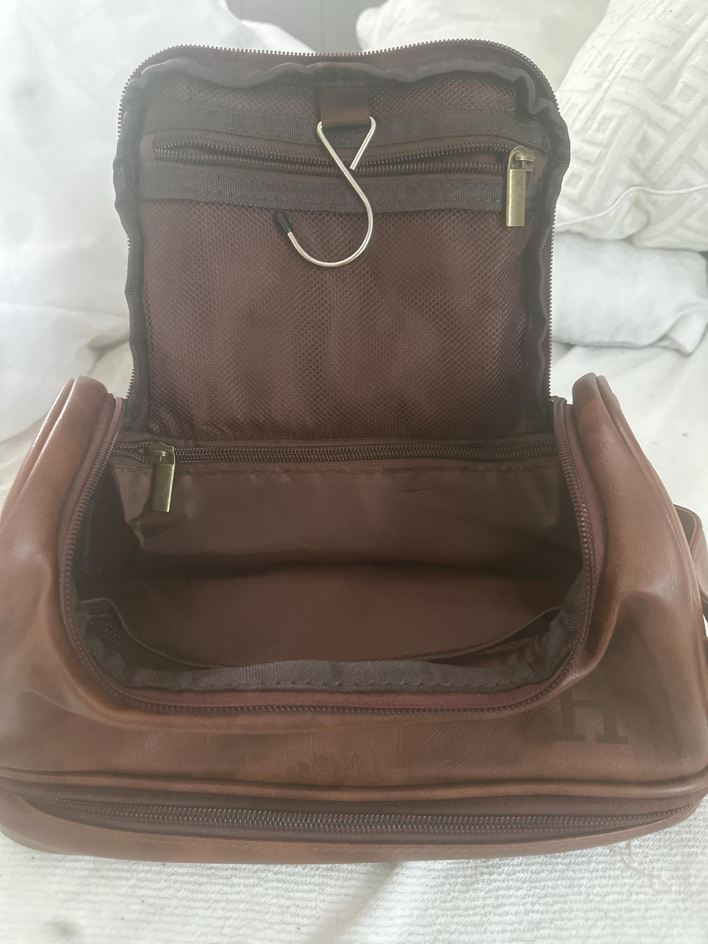 Personalized Travel Bag For Men, Faux Leather Hanging Toiletry Bag, Dopp Kits Personalized, Custom Gift For Men, Groomsmen Dopp Kit For Him