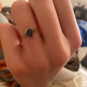 Customer photo from Sofia, Mini Raw Sapphire Ring, September Birthstone Dainty Ring