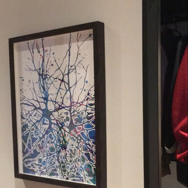 Neural Network Blue Watercolor Print Abstract Medical Art Science ...