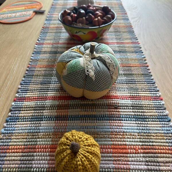 Handwoven Machine Washable Rag Rug Placemats in Warm Rust, Grey, and ...