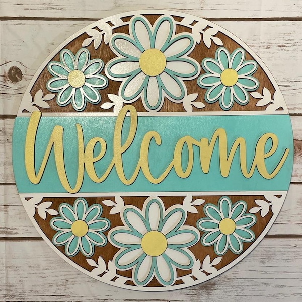 Welcome Flower Pattern Sign, Digital Download, SVG Laser Cut File ...