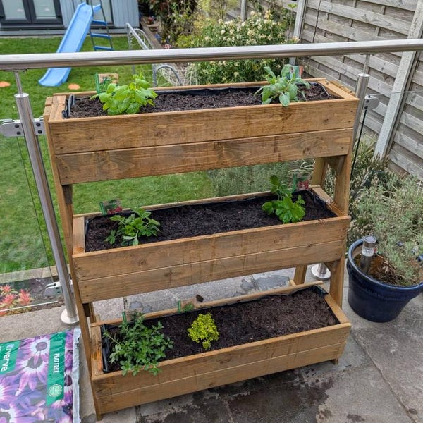 Image showcasing Planters on Legs Large Raised Vegetable Herb Boxes Garden Patio High ...