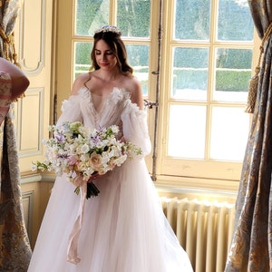 A-line Silk Sleeveless Wedding Dress USTINIA With a Long Train - Etsy