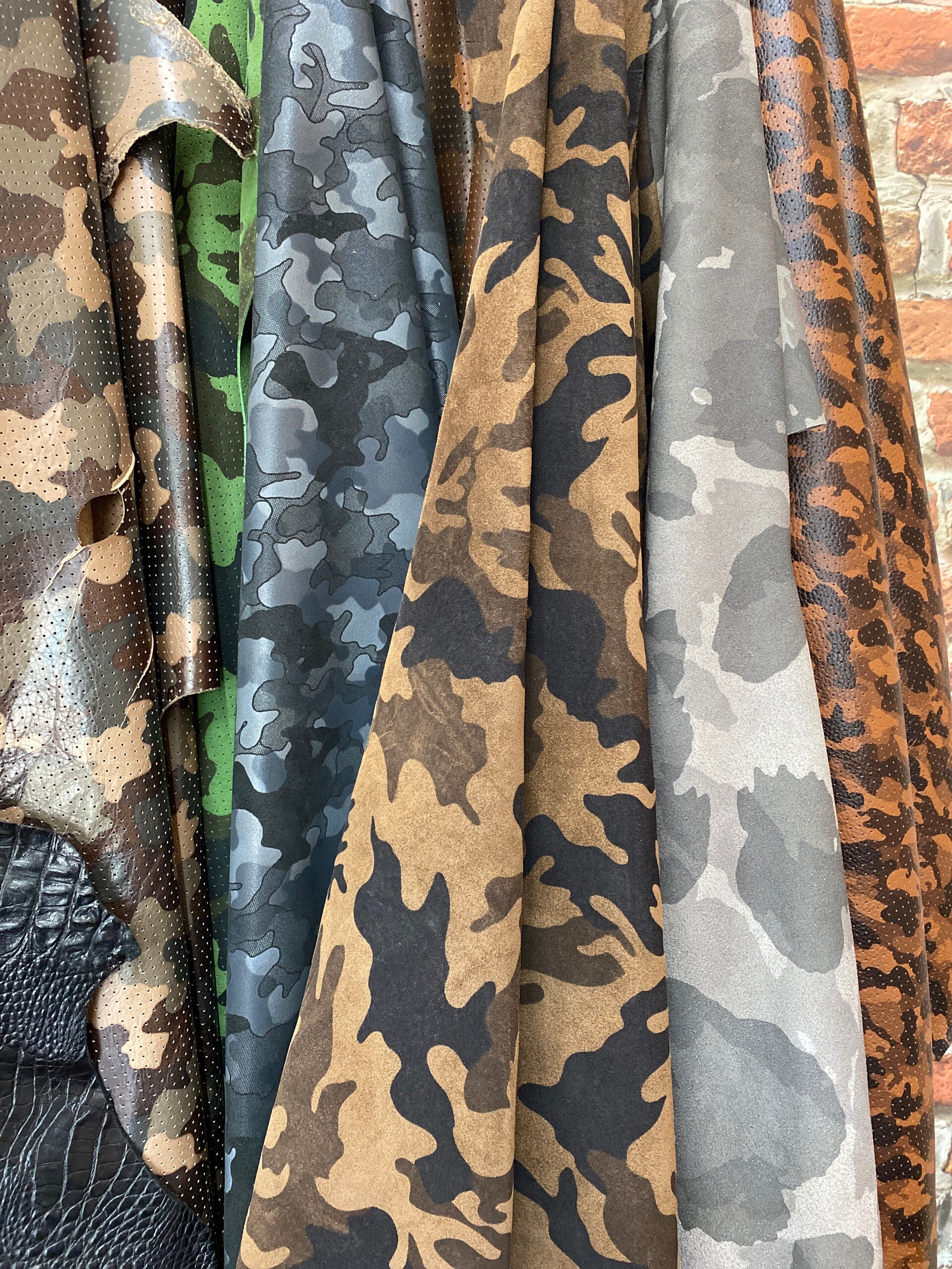 Camel Camouflage Leather, camouflage print, calf leather, split calf