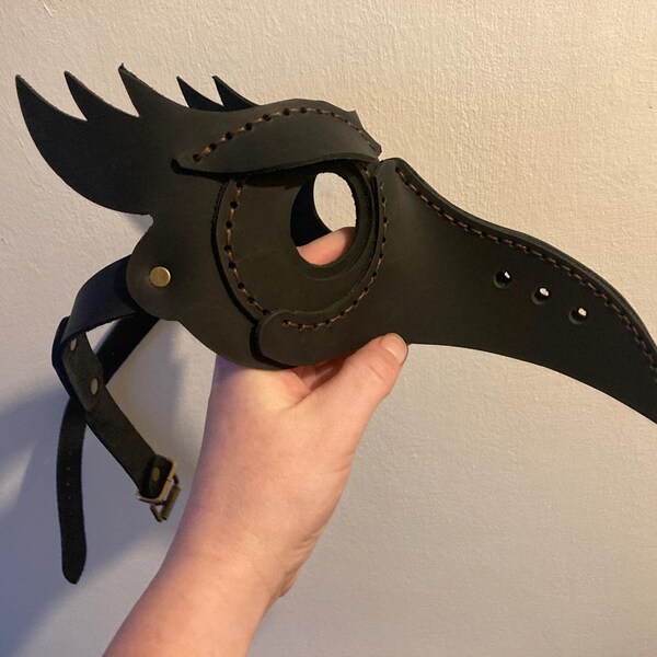 Steampunk Hand Stitched Genuine Leather Crow, Eagle or Owl Bird Eye ...