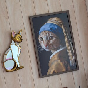 フェルメール作「真珠の耳飾りの猫」のアートプリント、猫好きの方への