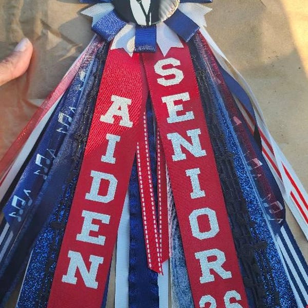Personalized Senior Photo Button: School Colors & Ribbons - Etsy