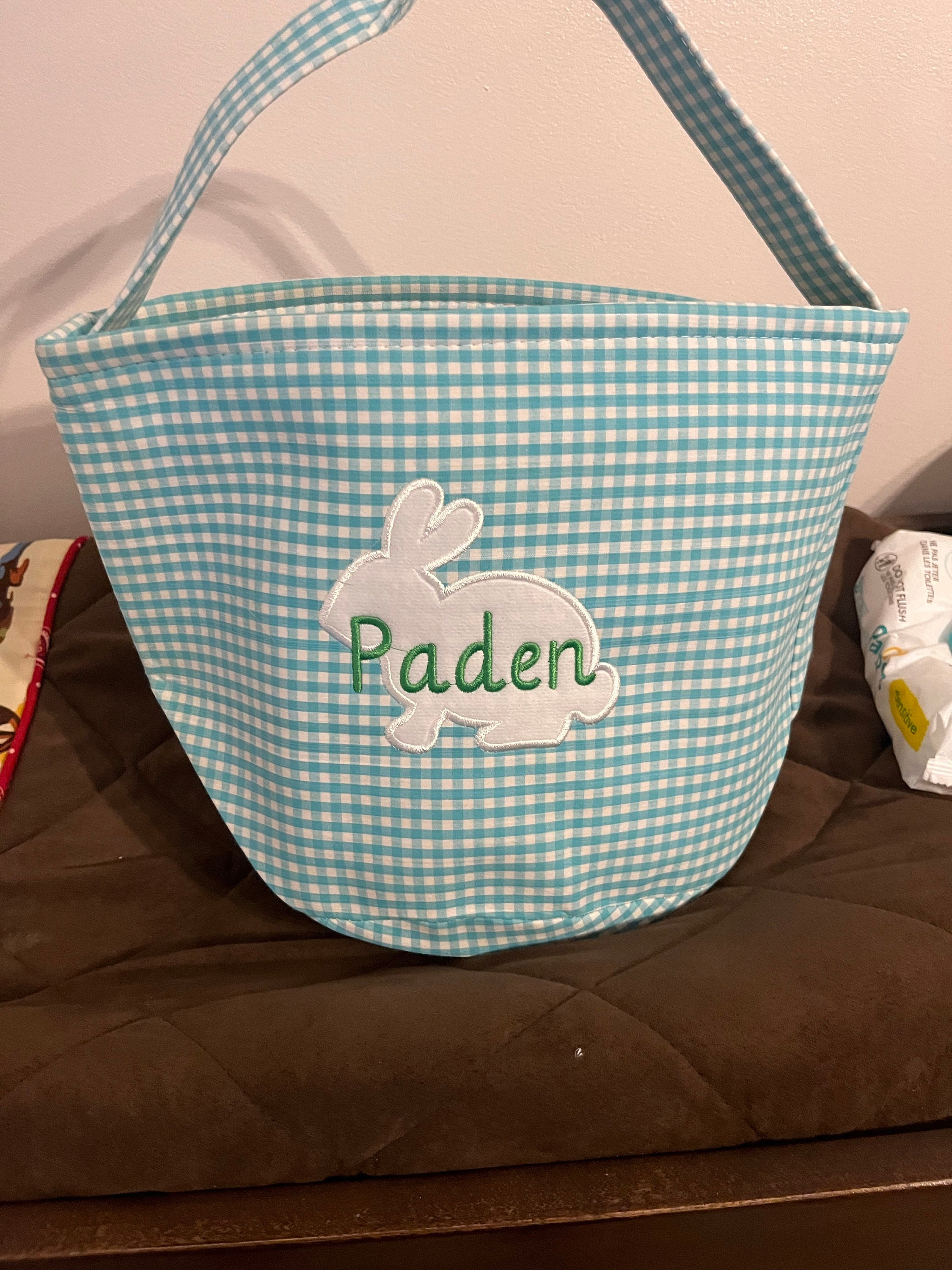 Easter basket, Personalized Easter Basket, monogram easter basket, girls basket, boys basket, girls easter basket, embroidered, Check