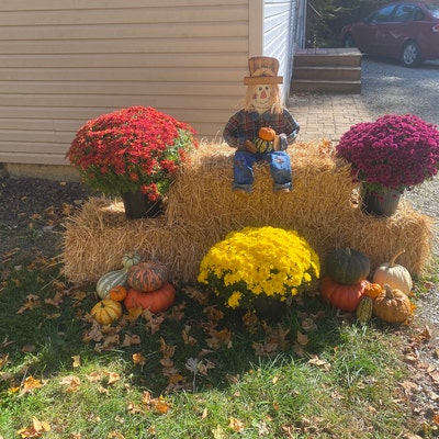 Sitting Scarecrow,, Wooden Scarecrow, Porch Sitter, Fall Decorations ...