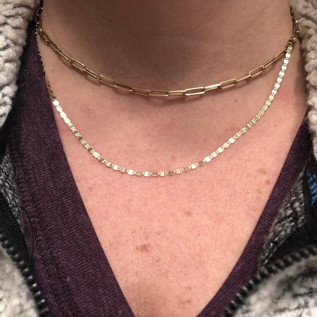14k Gold Mirror Chain Link Necklace - Etsy