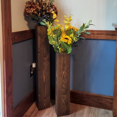 Tall Stacked Rustic Floor Vase/wood Vase/home Decor/decorative Vase ...