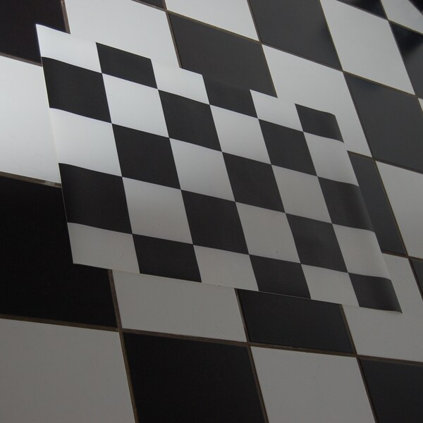 Chessboard Vinyl Mat, Black Vinyl Rug, White Linoleum Rug, Geometric ...