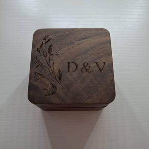 Personalized Engraving Wooden Ring Box, Proposal Engagement Ring Box with Name, Wedding Ring Bearer, Anniversary Gift, Engrave Ring Box