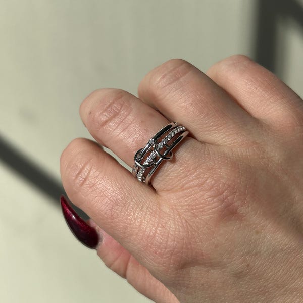 Multi Band Rings,3 Interlocking Silver Bands Ring Silver Stackable Band ...
