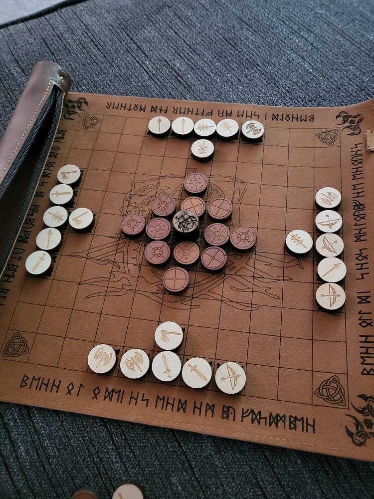 Hnefatafl | Viking Chess (New Colors and 2 Sizes Available) Portable Roll-up Game - Personalized - A Very Unique Gift