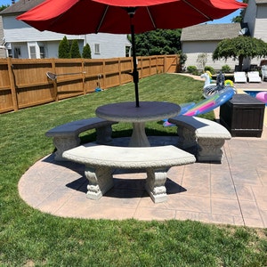 concrete patio table with umbrella Concrete Patio Table Set: 42