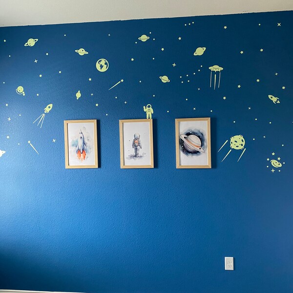 Nursery Decor Space Boy Set of 3 Wall Art or Canvas, Nursery Wall Art ...