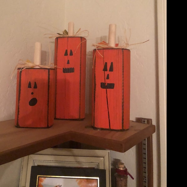 Handmade Wood Pumpkins Gift, Rustic Halloween Decor, Pumpkin Decor ...