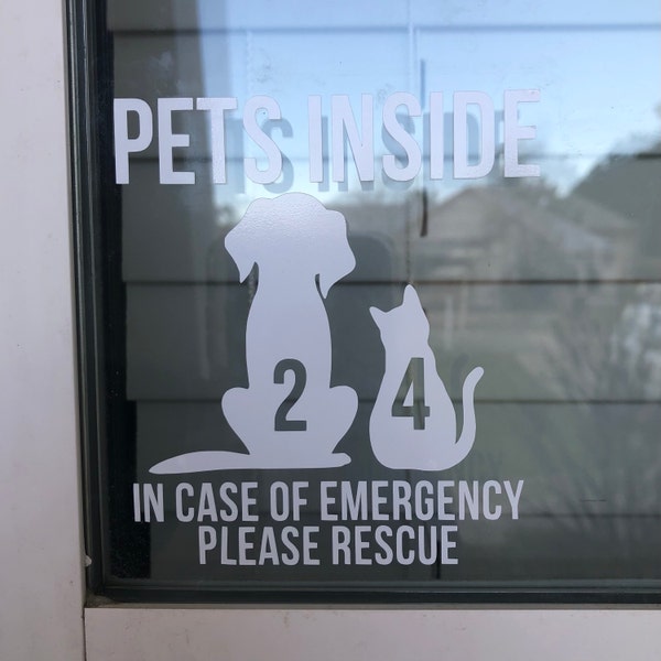 Emergency Pet Rescue Window Sticker | Pets Inside Rescue Decal for Dog ...