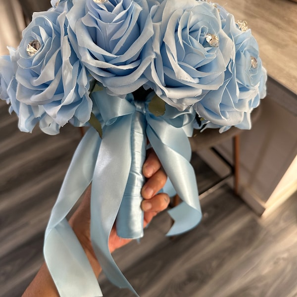 Baby Blue With Silver Quinceañera Ramo En Color Azul Cielo Sweet 15 ...