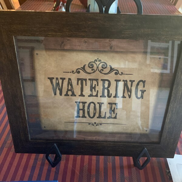 Watering Hole 8x10 Printable Sign | Western Vintage Theme on Rustic Faux Wood | Birthday | BBQ ...