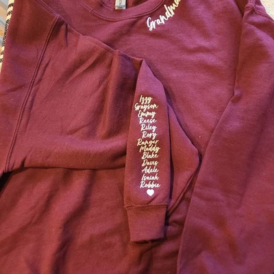 Custom Embroidered Grandma Sweatshirt With Grandkids Name on Sleeve ...