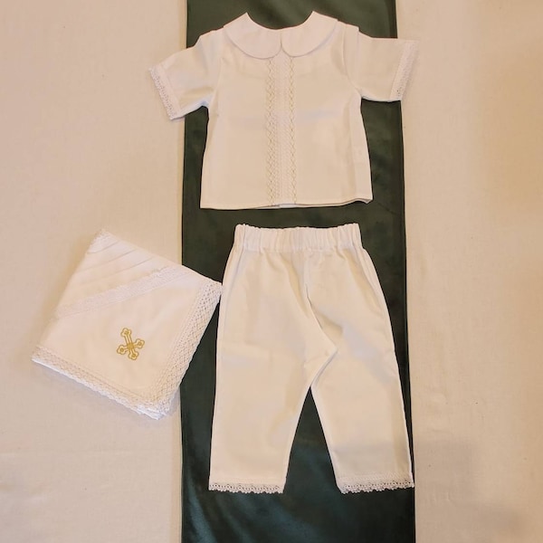 Fabrizio baptism shorts suit with light blue brocade