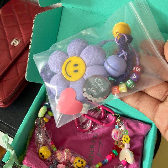 Adorable Happy Face Bag Charm, Multicolored Smiling Face