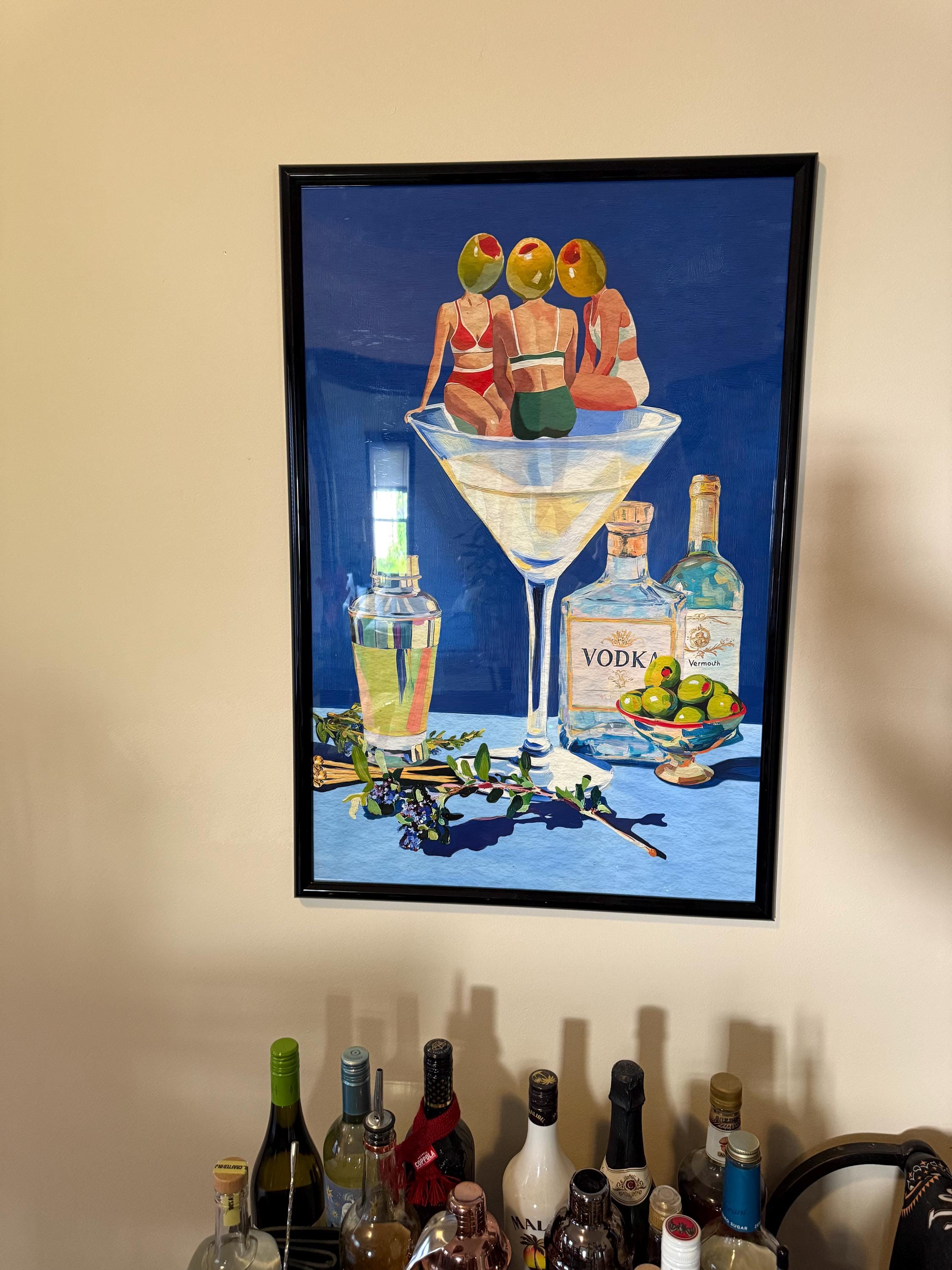 Vintage Dirty Martini Bar Print - Retro Cocktail Wall Art for Home Bar & Kitchen Decor (No Frame)