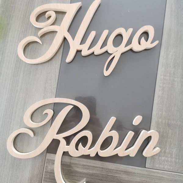 Plaque de porte prénom en bois pour chambre d'enfant, Pandas