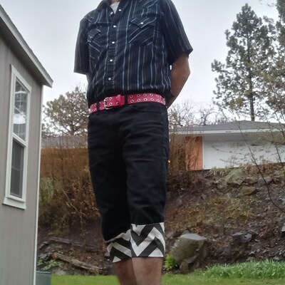 Full Leather Double Prong Two Hole Black Belt, Distressed With Center