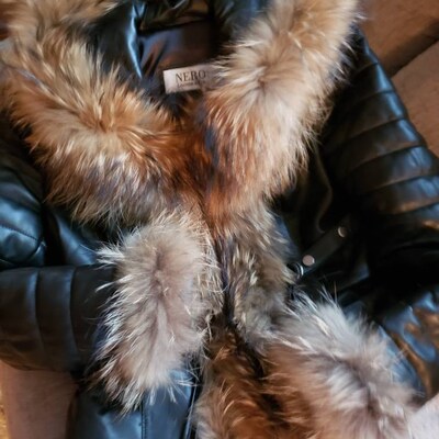Black Alcantara Fabric Women Jacket Collar and Cuffs Fox Fur - Etsy